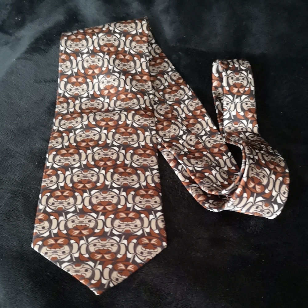 Indigenous Design Tie 100% Silk Made In Canada By Magenta Brown Cream Black NWOT